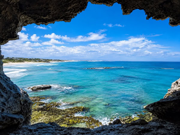 Cave Framed Coastal Seascape